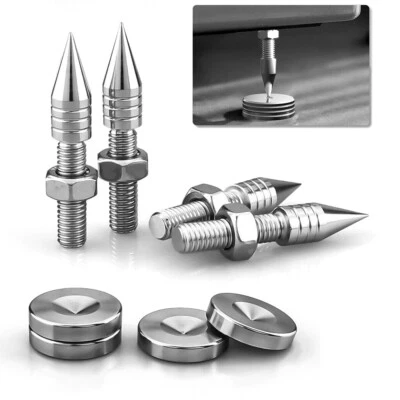 Almohadillas absorbentes de pies de aislamiento con soporte de pico antichoque para altavoz de acero inoxidable 4 piezas Foto 1 de 4