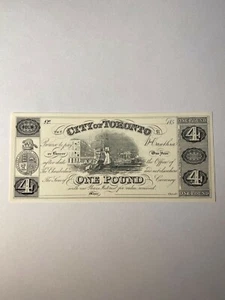 CBNC Banknote Intaglio The City of Toronto 1 Pound 1984 /REPRINT\ - Picture 1 of 2