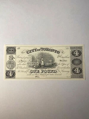  CBNC Banknote Intaglio The City of Toronto 1 Pound 1984 /REPRINT - Image 1 of 2
