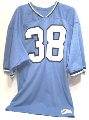North Carolina Tar Heels #38 Vintage 90s NCAA ACC Blue Nylon Football Jersey L - Image 1 of 4