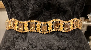 Original by Robert Vintage Gold Gürtel Topas Root Beer Achteck Brillant Strass - Bild 1 von 13
