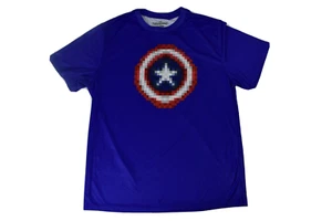 Marvel Captain America The Winter Soldier Mens Pixel Shield Graphic Shirt NWT L - Picture 1 of 5