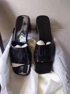 Gucci Women’s Black Nero Rubber Platform Block Heel Slide Sandals Size 39 NIB - Picture 1 of 7
