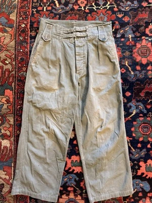 Vintage 1940s 1950s French? Army Military Pants Ghurka Style Waistband Size 30 - Image 1 of 4