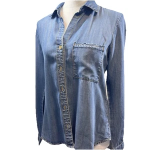 Anthropologie Cloth & Stone Shirt Damen XS Top Chambray Corpcore Classic Modern - Bild 1 von 10