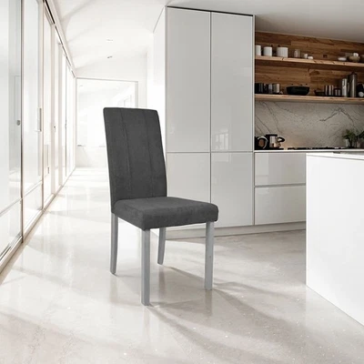 Sedia Tom in legno colore grigio con seduta in tessuto colore grigio - Immagine 1 di 4