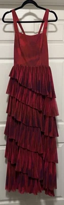 Anthropology Hutch Sleeveless Tulle Tiered Maxi Dress Pink and Red Size Small - Image 1 of 4
