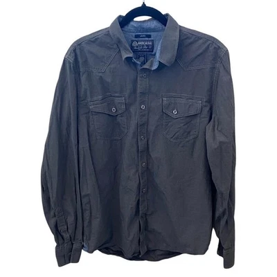 Camisa con botones American Rag gris carbón. Talla L. 100% algodón. Foto 1 de 4