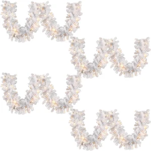 9 Ft Faux Spruce Artificial Christmas Garland LED Garland Warm Pine Prelit - Picture 1 of 6