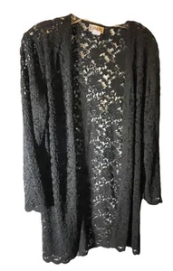 Vtg Robbie Bee Lace Jacket Cardigan Black Sz 10 Dark Academia Whimsygoth 90s - Picture 1 of 3