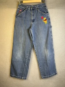 VINTAGE 90s Winnie The Pooh & Piglet Jeans Women 7 Baggy Carpenter Embroidered - Picture 1 of 8