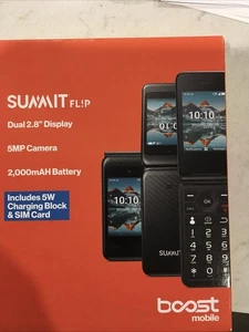 New/Sealed - Boost Mobile Summit Flip, 8GB, Black - Prepaid Phone [Locked] - Picture 1 of 3
