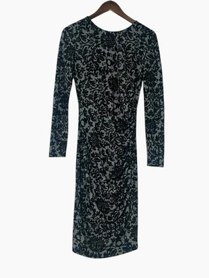 Vestido ajustado acanalado Ganni Anthropologie Monica talla pequeña terciopelo diseño floral  Foto 1 de 4