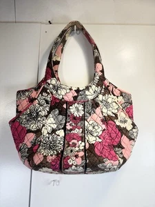 Vera Bradley Mocha Rouge Pleated Tote Shoulder Bag - Picture 1 of 11