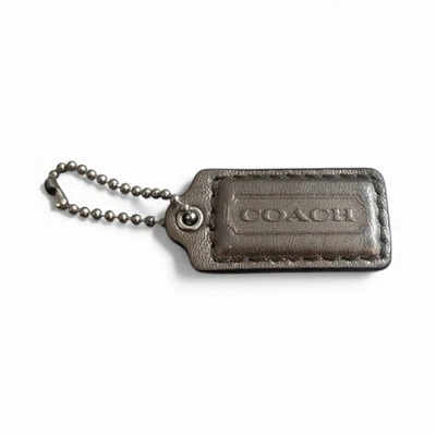 Coach Leather Fob Bag Charm Keychain Hang Tag Silver/Bronze - Image 1 of 2