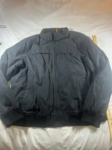 Dockers Jacket Mens 2XL Full Zip Black Fleece Lined Leather Collar - Picture 1 of 7
