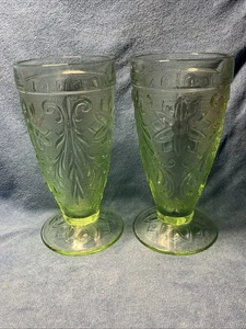 Menge 2 Diadem Sandwich Grün Vertiefung Glas Becher Chantilly Fuß Eistee - Bild 1 von 5
