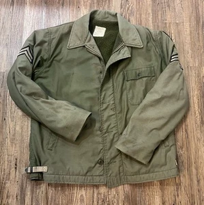 VTG Military Navy Deck Jacket Mens Size L Cold Weather Permeable Salty - Picture 1 of 20