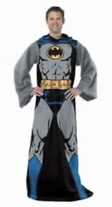 DC Comics Bat Man Superhero Fleece Cozy blanket snuggle sleeved Batman bedding - Picture 1 of 4
