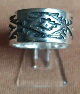 925% Silber Ring mit Treppchen/ Raute Motiv, Indianer, Keltisch, Wikinger - Bild 1 von 6