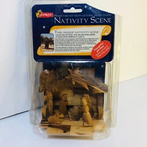 VTG Joy Brite NATIVITY SCENE Hand Carved in Holy Land from Olive Wood CONDITION - Picture 1 of 9