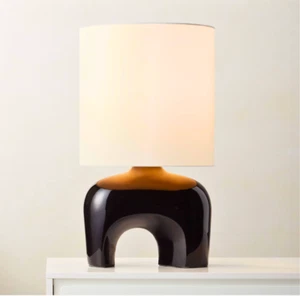 Cb2 Table Lamp Black Base White Shade 2022 Modernist - Picture 1 of 7