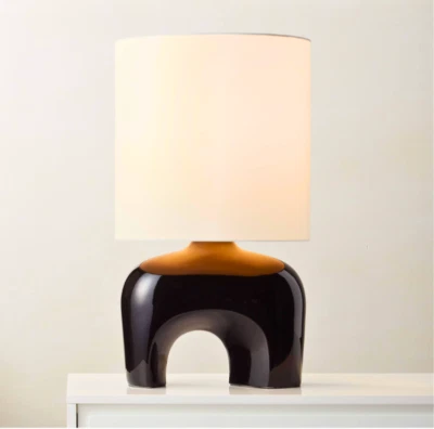 Cb2 Table Lamp Black Base White Shade 2022 Modernist  - Image 1 of 4