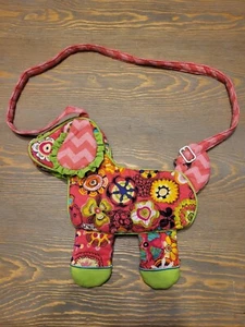 Small Colorful Quilted Fabric Puppy Dog Crossbody Purse - Picture 1 of 6