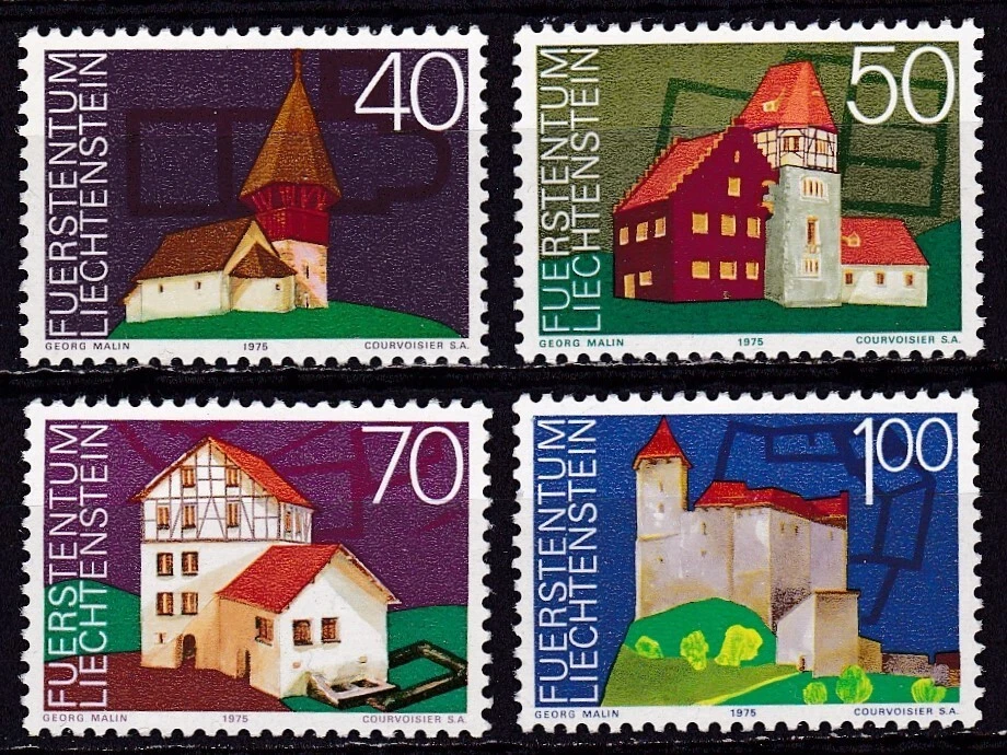 LIECHTENSTEIN #572-575 MNH EUROPEAN ARCHITECTURAL HERITAGE YEAR - Image 1 of 1