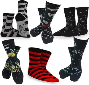 6 Pack Crew Cat Socks Emily The Strange Halloween Goth Punk Socks Gothic Sock - Picture 1 of 10
