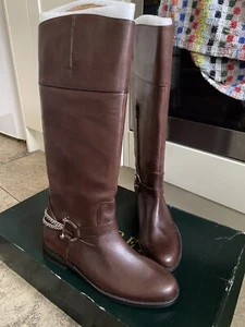 Ralph Lauren Jacqui braune hohe kniehohe Damen-Reiterstiefel aus Leder Größe UK 7,5 - Bild 1 von 12