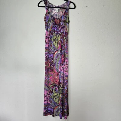 Madison Leigh Colorful Paisley Maxi Dress Womens 14 Sleeveless Summer Retro - Image 1 of 4