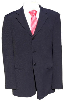 Abrigo deportivo ARMANI COLLEZIONI para hombre 42L azul marino oscuro mezcla de lana texturizada Blazer 3 Btn Foto 1 de 4