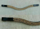Leather Designer Browband Clear Crystal Stylish Golden Chain For Horse Bridle.