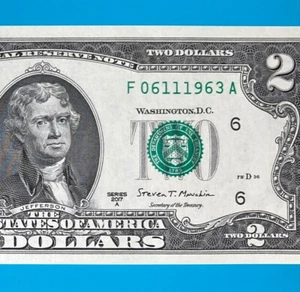 June 11, 1963 / 6 November 1963 (F 06111963 A) BIRTHDAY $2 Two Dollar Bill *UNC* - Picture 1 of 4