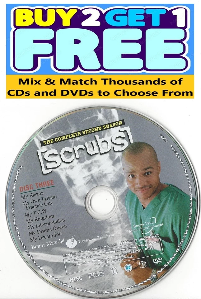 Scrubs (DVD) Second Season 2 Disc 3 Replacement Disc Original U.S. Issue! Foto 1 de 1