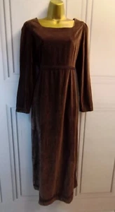 LAURA ASHLEY Size 12 Vintage Brown Velvet Regency Style Long Evening Dress 80s  - Picture 1 of 11