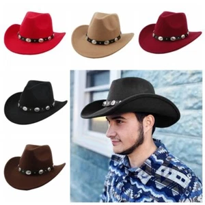Western Cowboy Hat Wide Brim Cowgirl Hat Summer Outdoor Sun Hat For Men/Women - Picture 1 of 16