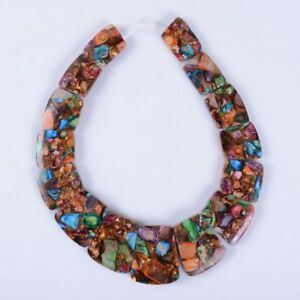 Large ladder shaped gemstone pendant graduated beads set For necklace design 13"