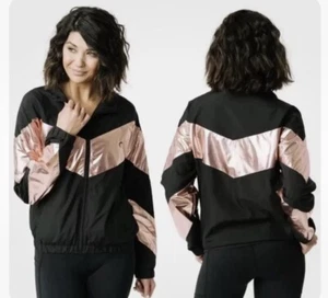 NWT Zyia Active Zip Up Track Jacket Womens M Pink Shine Windbreaker Rose Gold - Picture 1 of 14