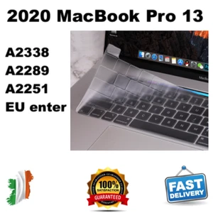 2020 MacBook Pro 13 Thin Silicone Keyboard Cover M1 A2338/A2289/A2251 EU enter - Afbeelding 1 van 8