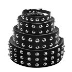 Dog Studded Genuine Leather Collar Heavy Duty for Small to Large Dogs Black S-XL