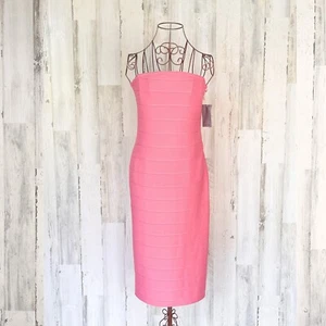 Rosa Trägerloses Kleid Mob Frau Clubbing Hochzeit Gast Bodycon Silvester Party - Bild 1 von 6