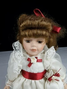 DanDee Collector's Choice Porcelain Doll 12" Brown Curly Hair Brown Eyes - Picture 1 of 6