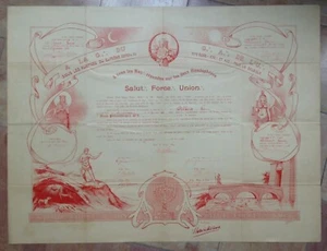DIPLOMA DE MASONERÍA ANTIGUO 1906 LOGIA ESCOCESA/DIPLOMA FRANCO-MACONERÍA - Imagen 1 de 8