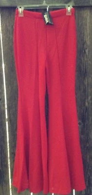 NUEVO DE COLECCIÓN AÑOS 70 Erika Rojo Poli Acampanado Pantalones Talla JUNIOR 7/8 Disfraz Halloween Nuevo de Lote Antiguo DEFECTOS Foto 1 de 4