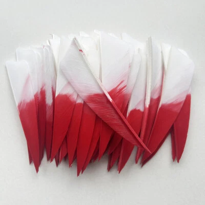 50 PCS 3INCH Shield Gradient White&Red Archery Arrow Feathers Fletchings RW LW - Image 1 of 4