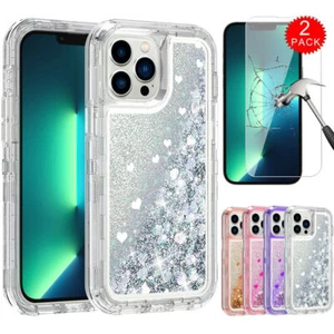 Für iPhone 13 Pro Max 12 11 Flüssig Glitzer Hülle Mädchen Süß Case Stoßfest Cover - Bild 1 von 16