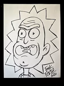 Frank Forte FIRMADO entintado a mano RICK & MORTY Rick 8,5x11 Pin-up Art - Imagen 1 de 3