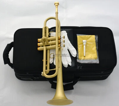 Professional Satin Yellow Trumpet Bb-Flat Reverse Leadpipe Amado Waterkeys - Image 1 of 4